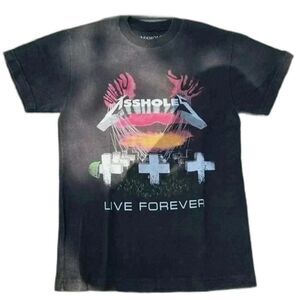 Assholes Live Forever Black Heavy Metal Cemetery T-Shirt